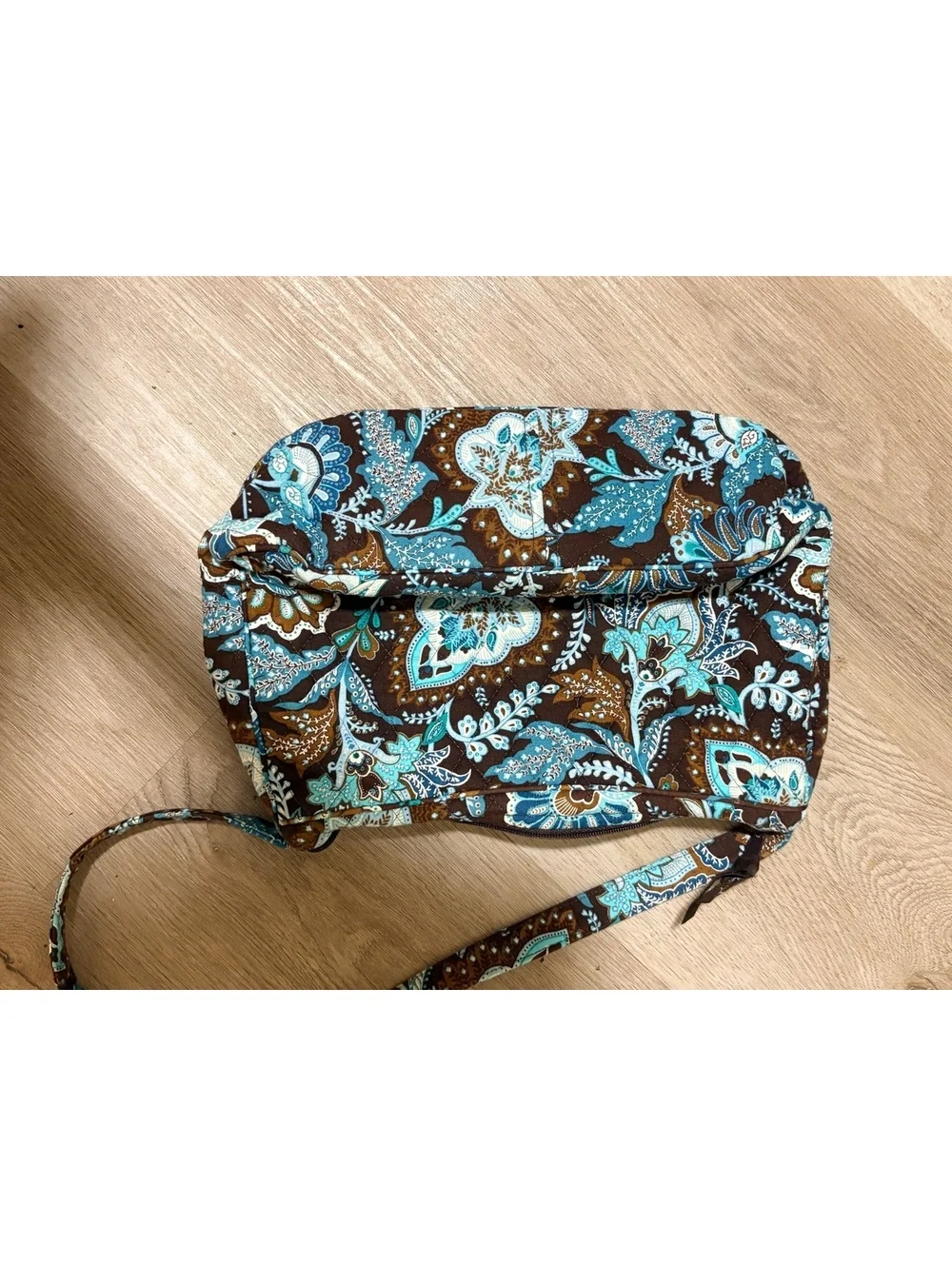 Vintage Vera Bradley Java Blue & Brown Floral Molly Shoulder Bag Retired Pattern